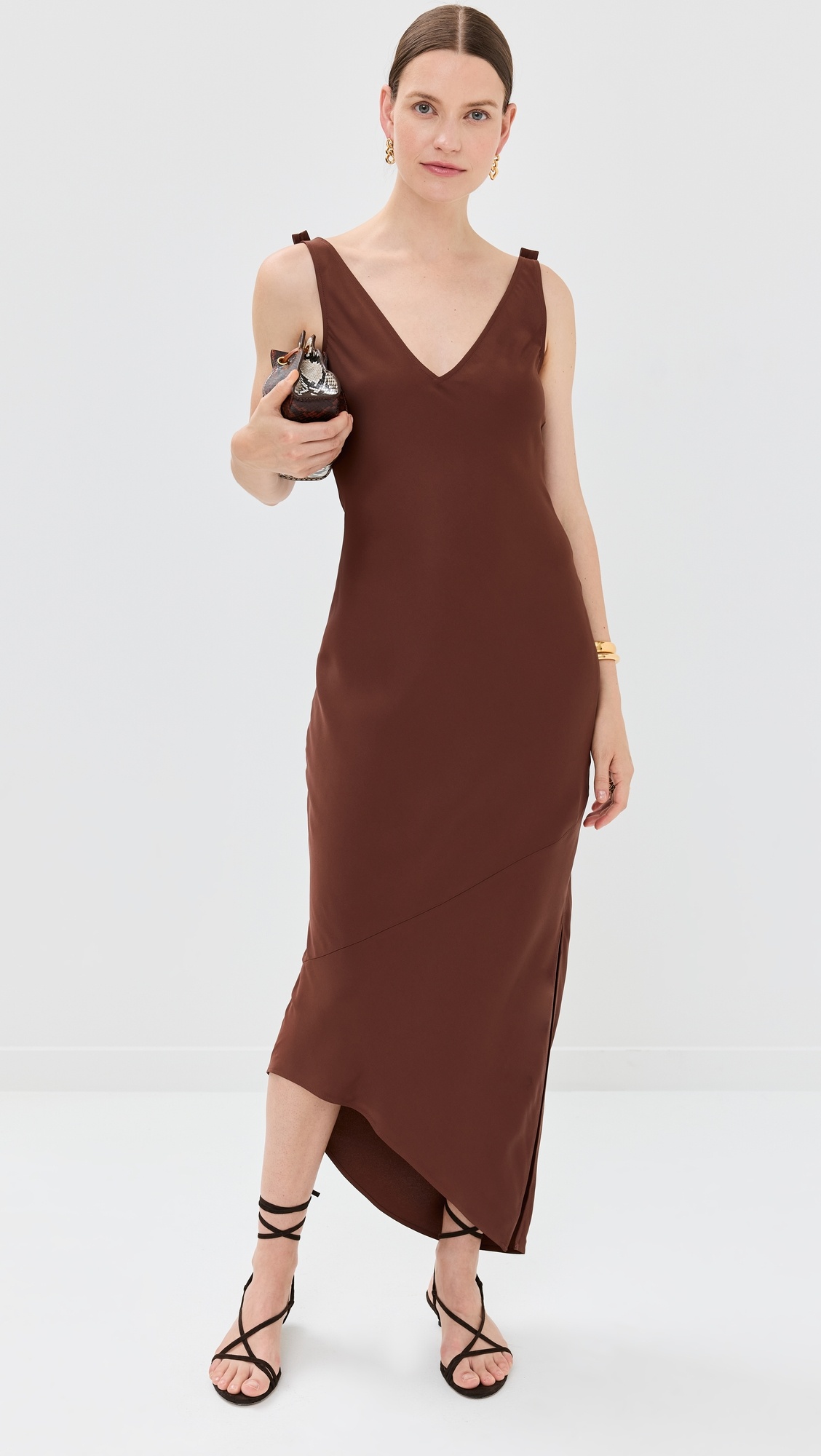 V Neck Sleeveless Midi Dress - 1