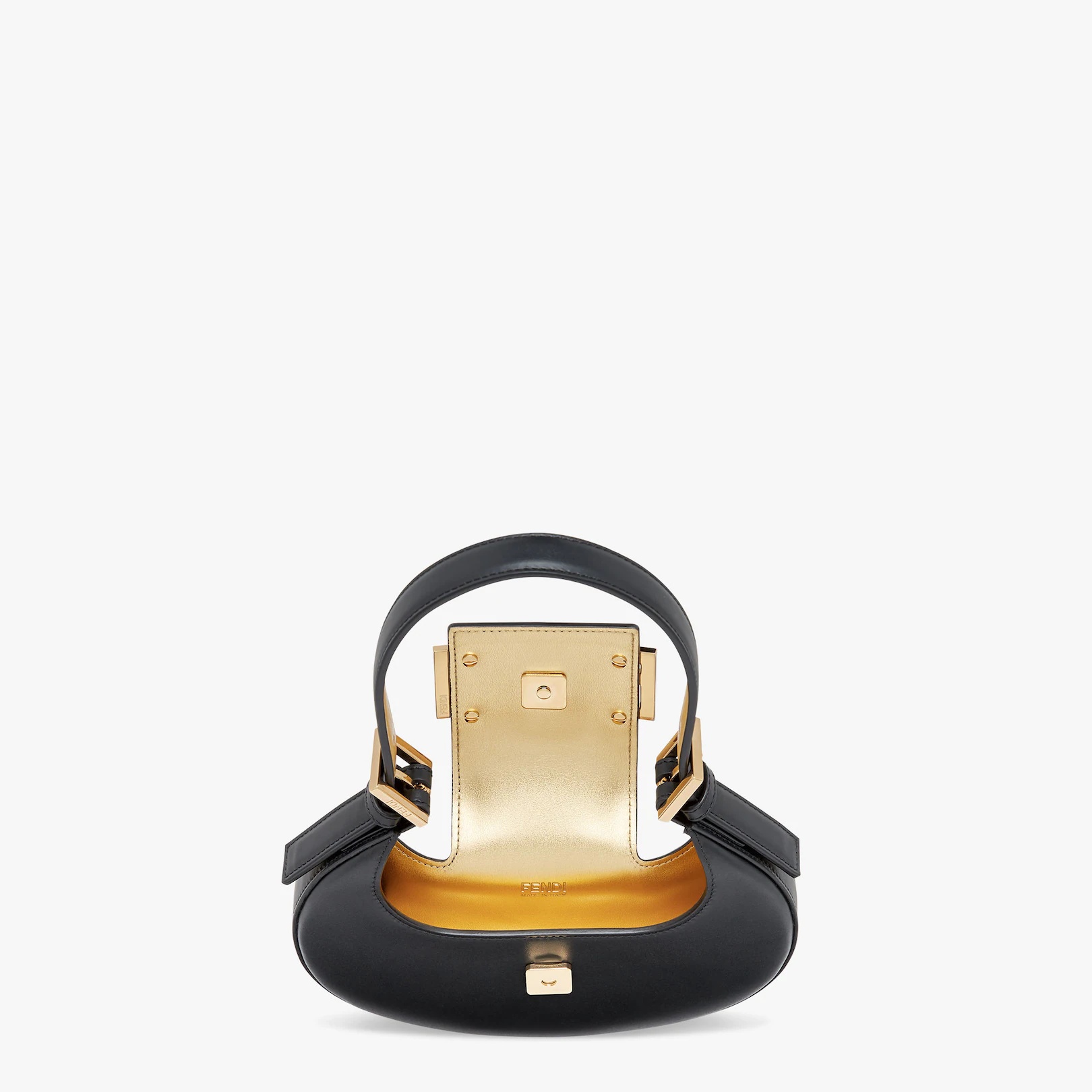 Fendi Cookie mini hobo bag made of black leather decorated with an FF clasp Lined internal compartme - 4