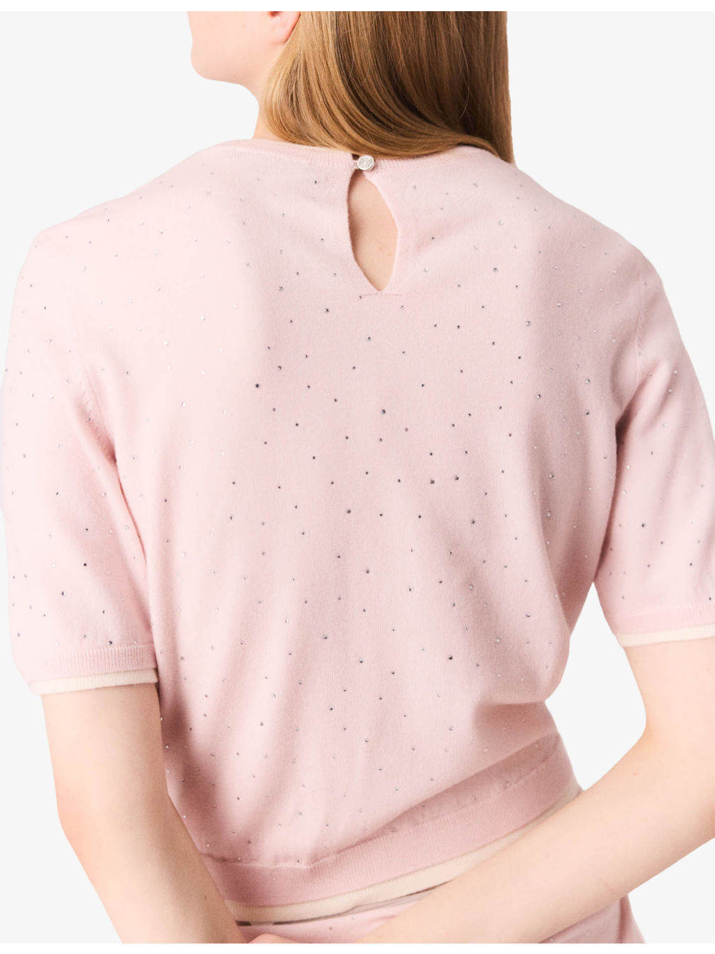 Rhinestone-Embellished Short-Sleeved Stretch Wool-Blend Jumper - 5