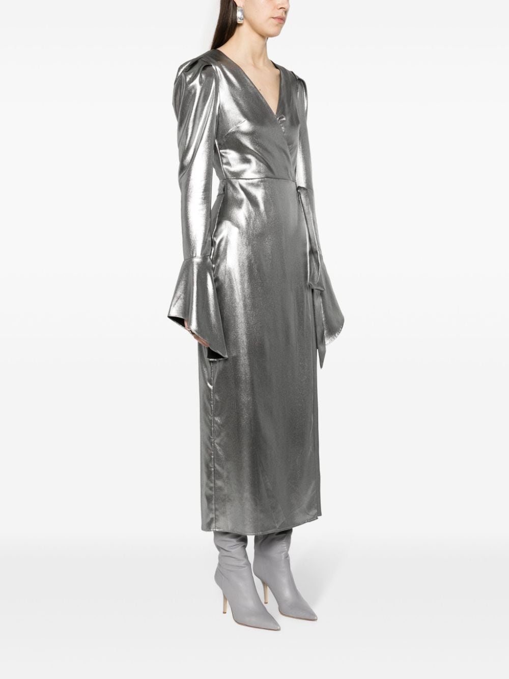 lamÃ© wrap midi dress - 3