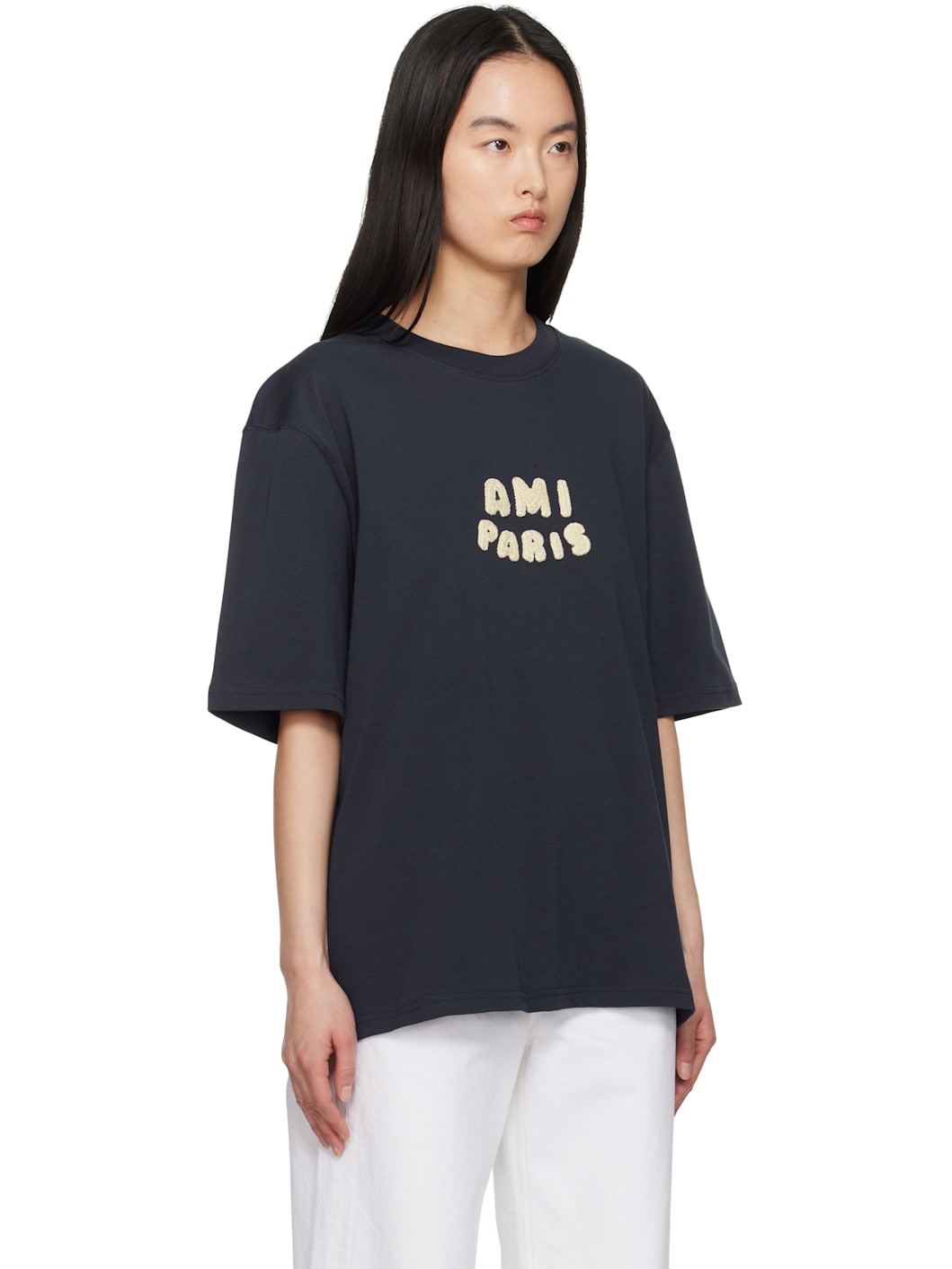 Navy Cotton 'Ami Paris' Patch T-shirt - 2