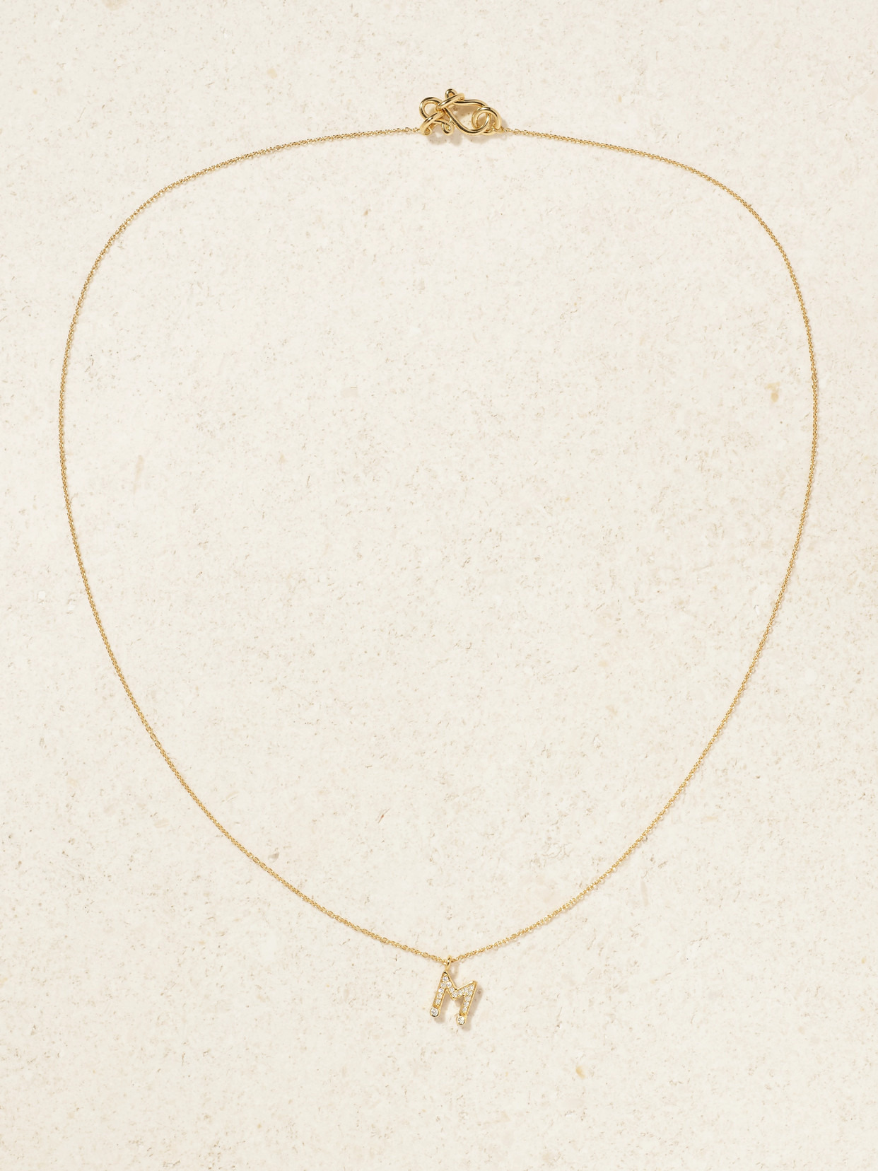 Simple Letter 18-karat Recycled Gold Diamond Necklace - 5