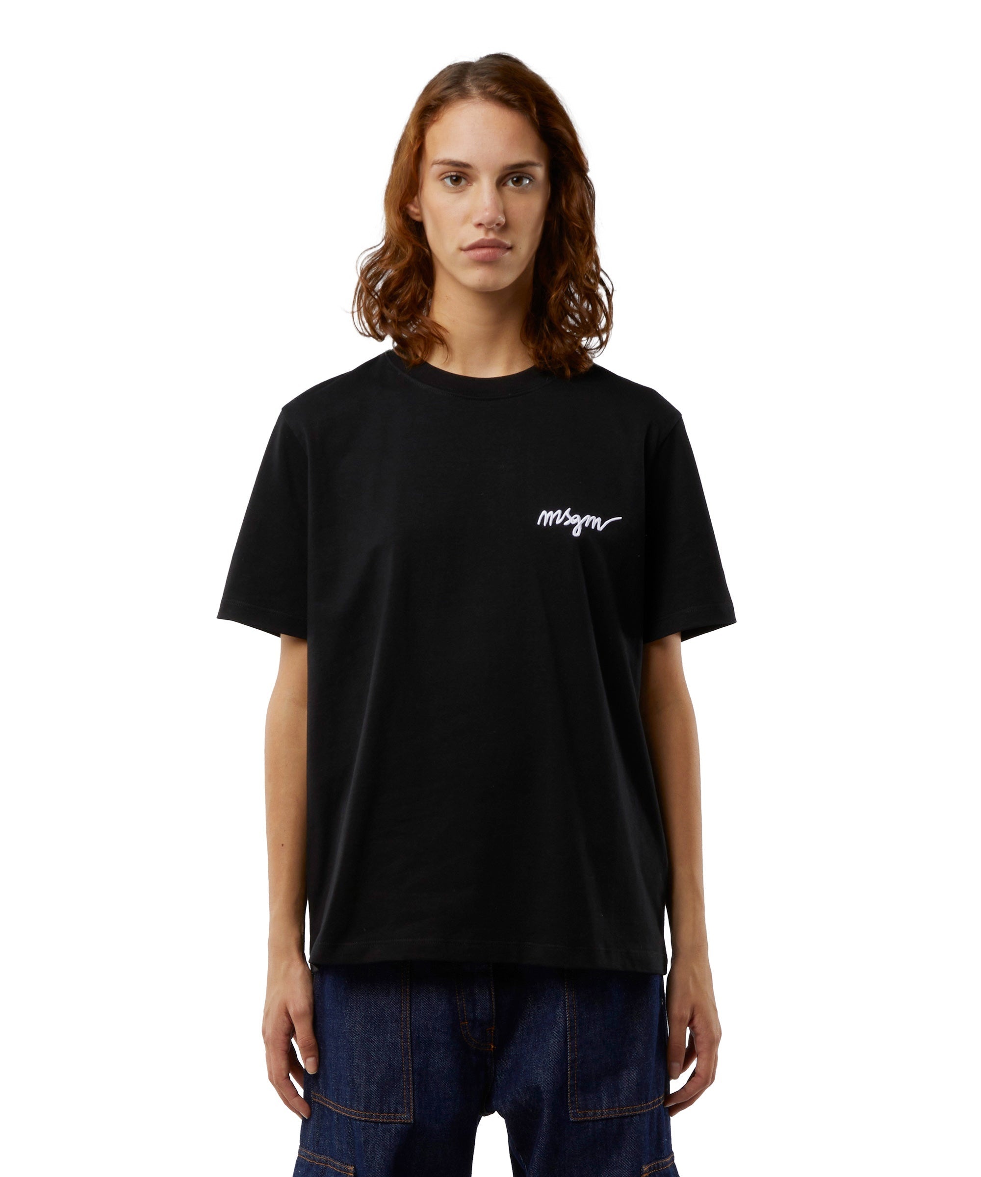 Round&nbsp;neck cotton T-shirt with embroidered logo - 2