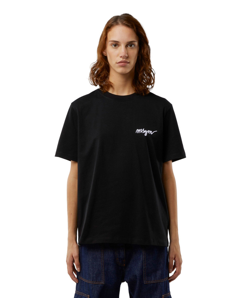 MSGM Round&nbsp;neck cotton T-shirt with embroidered logo outlook