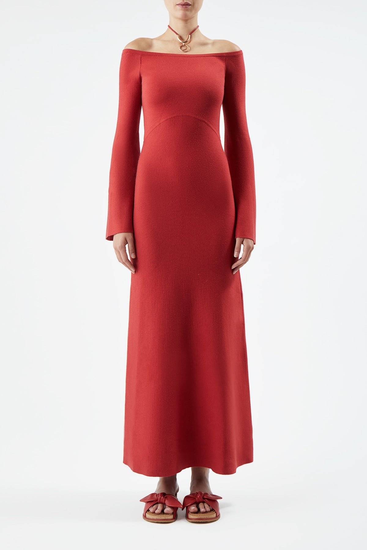 Shar Knit Dress in Red Merino Wool Cashmere - 3