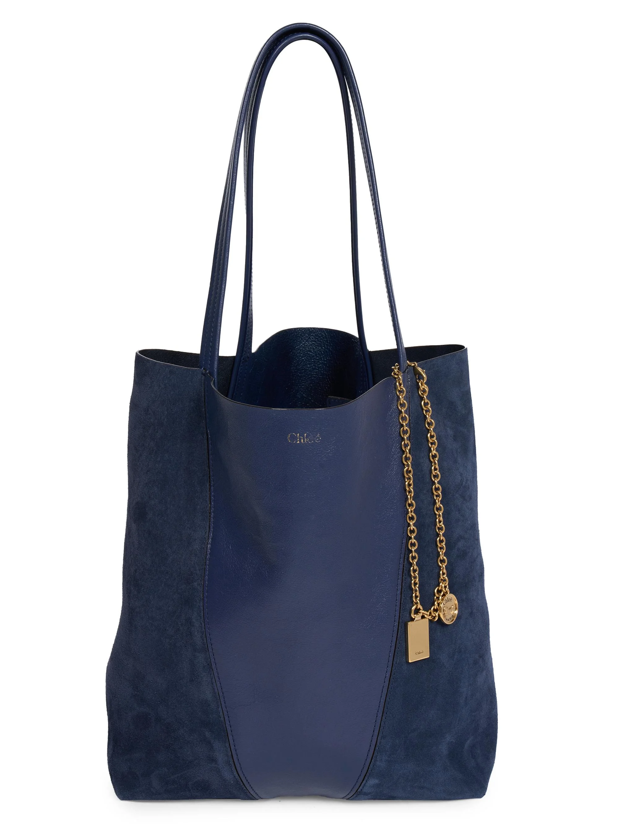 Women's Spin Leather & Suede Tote Bag - Parisian Night - 1
