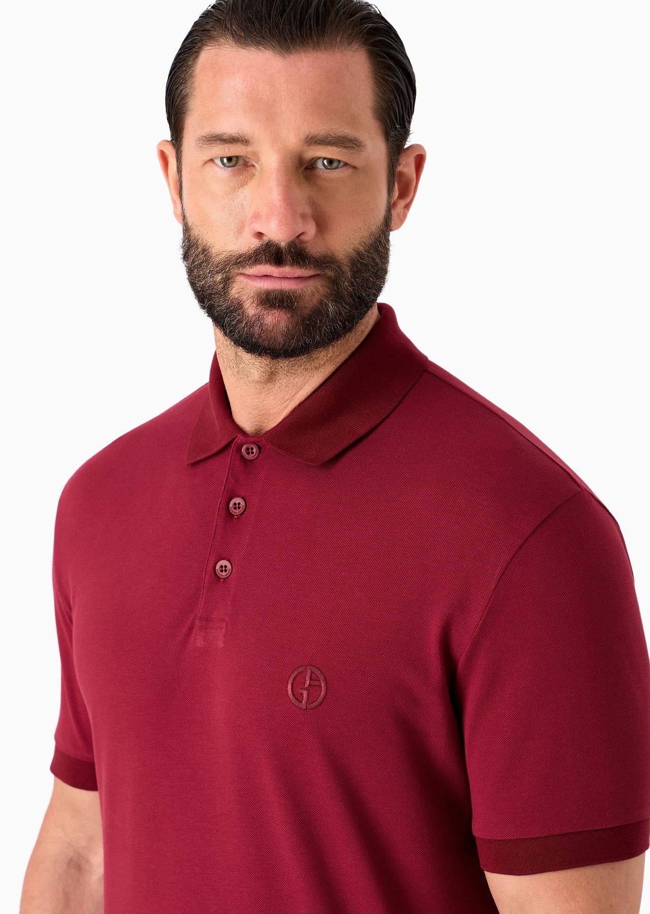 Stretch cotton piqué polo shirt - 5