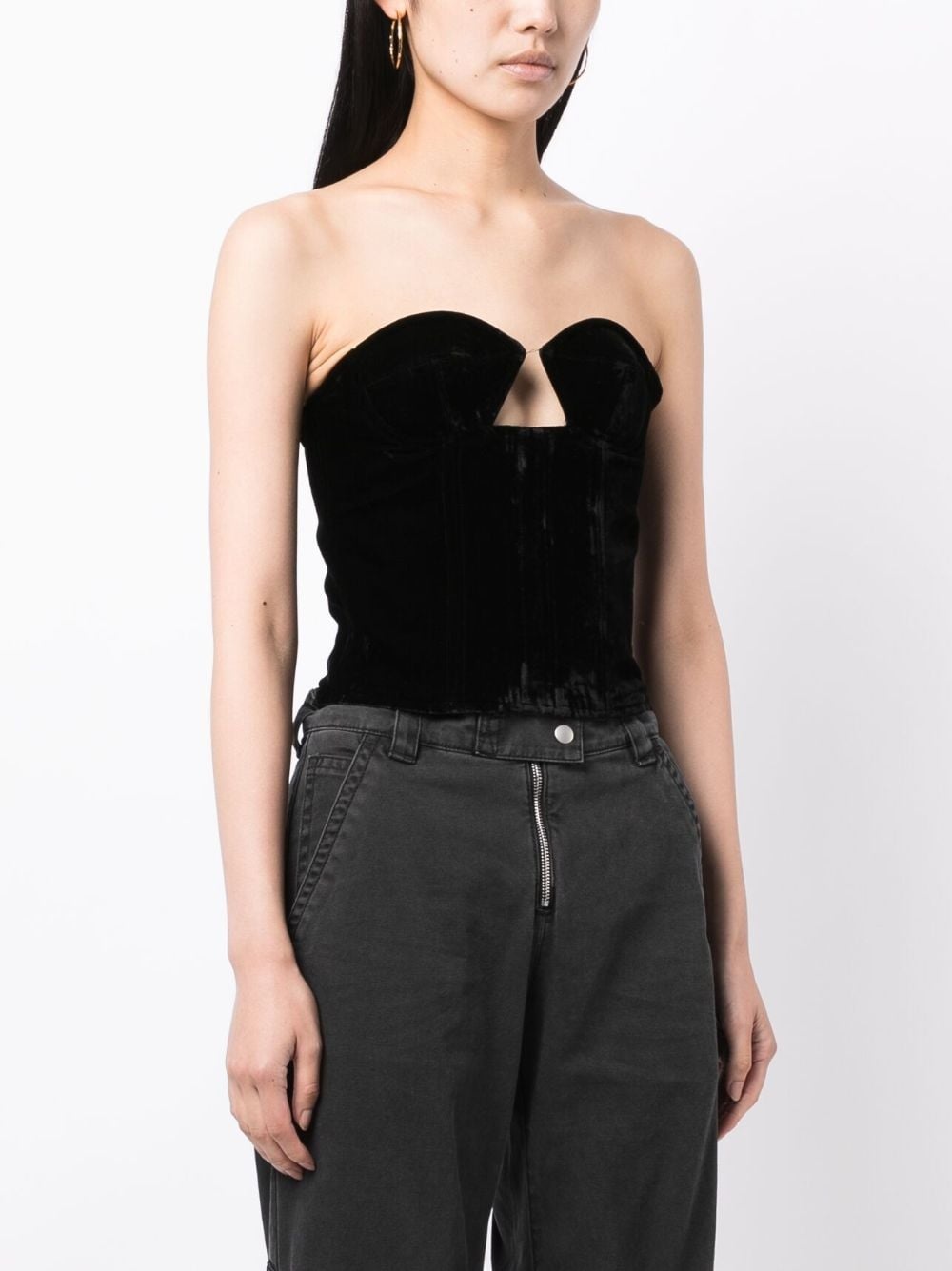 cut-out velvet-effect bustier - 3