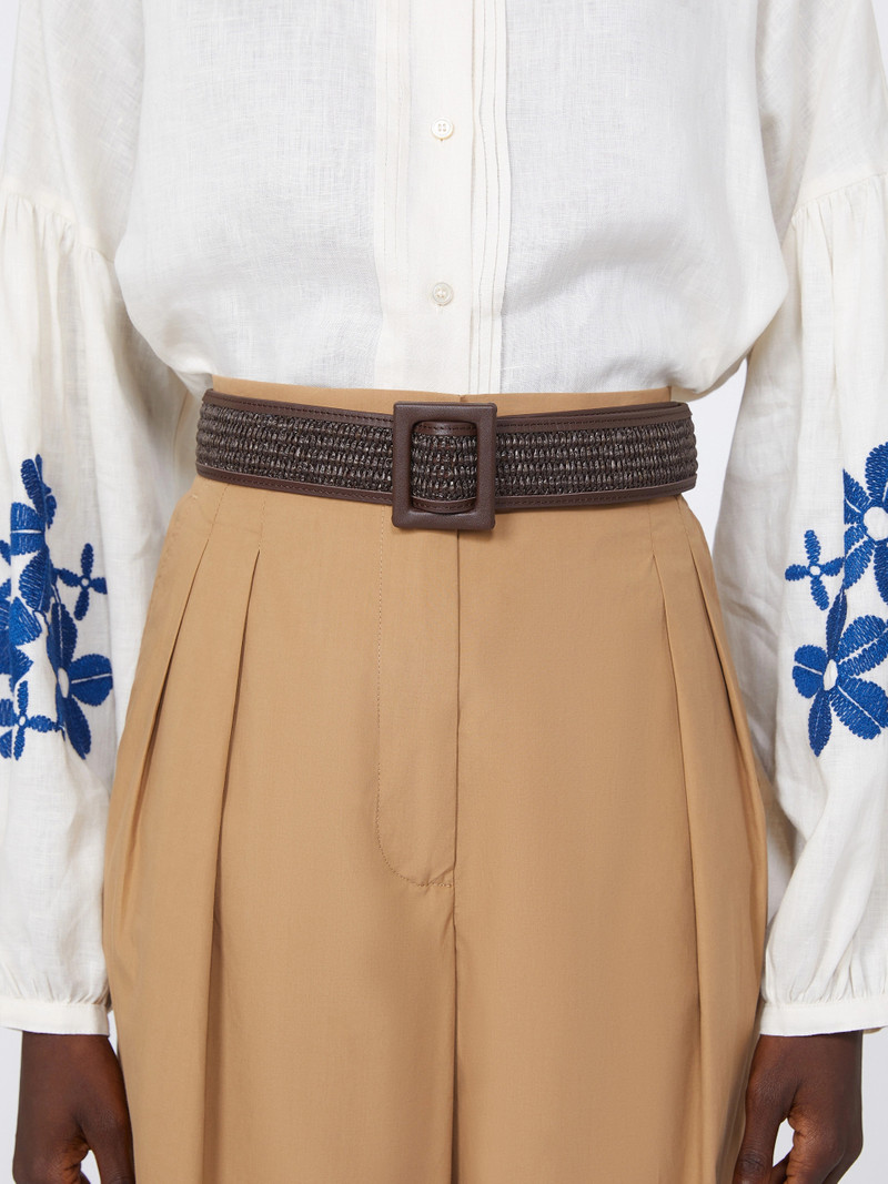 BOCCA Raffia effect belt - DARK BROWN 5
