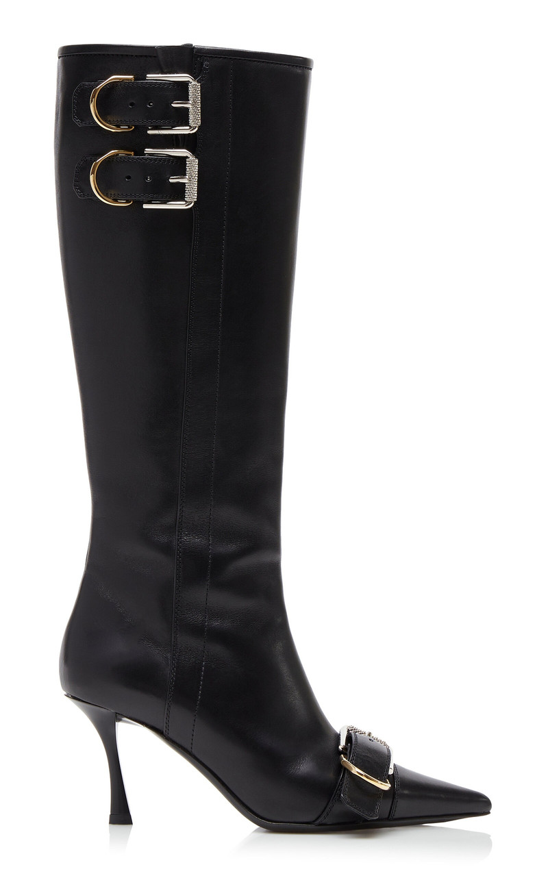 Voyou Buckle-Detailed Leather Knee Boots black - 1