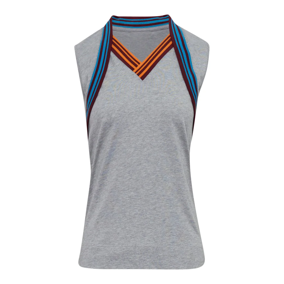 Contrast Stripe Heart Neck Tank - 1