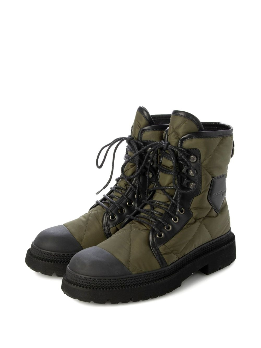 quilted lace-up boots - 2