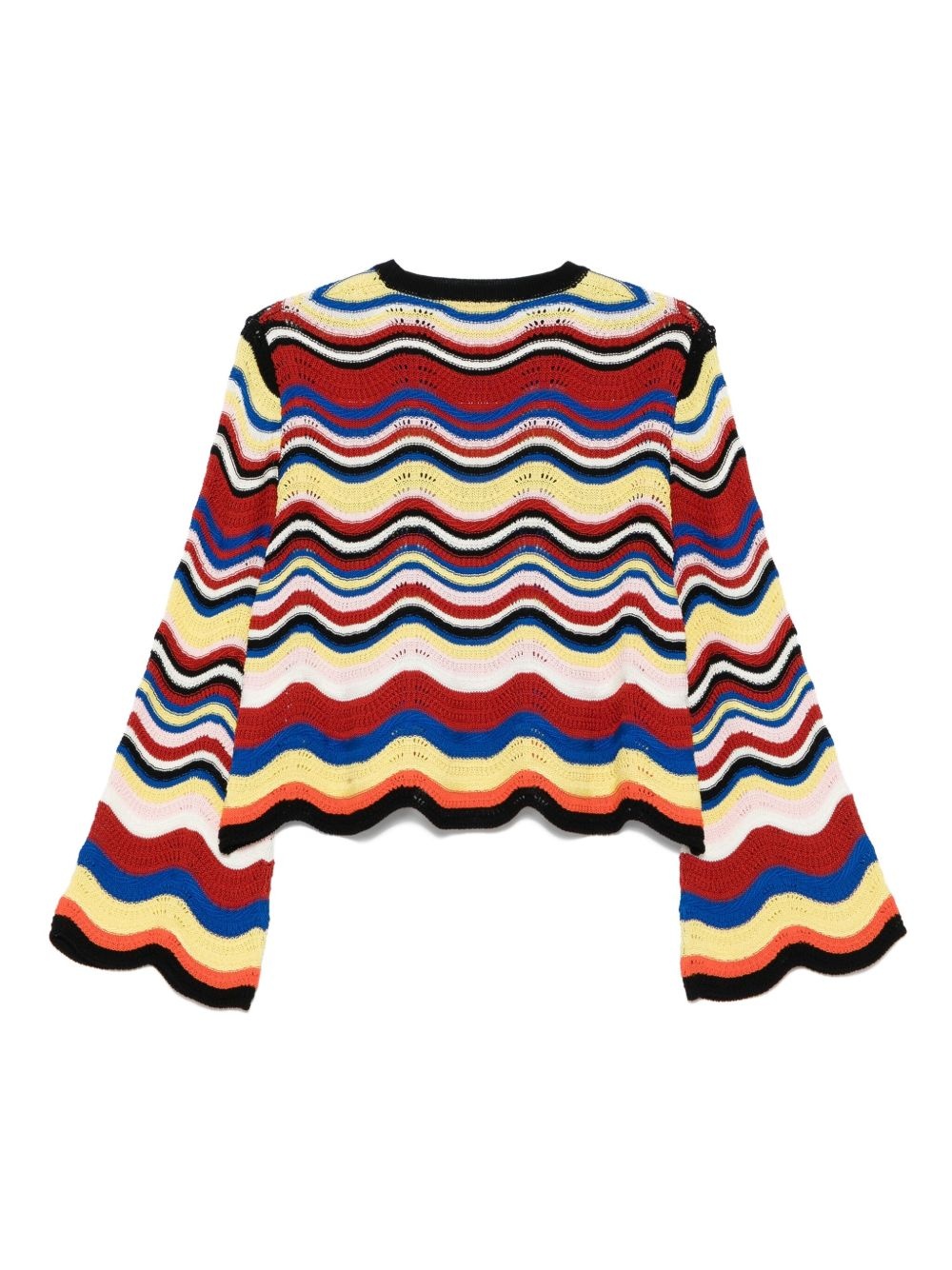wave-pattern bell-sleeve sweater - 2