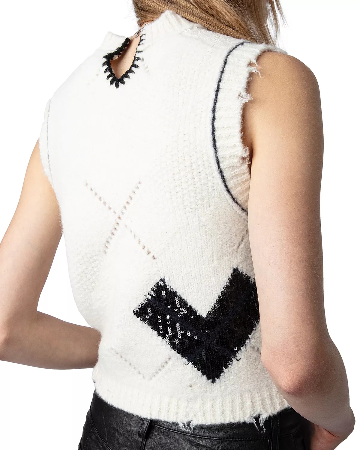 Karry Sleeveless Sequined Cardigan Sweater - 5