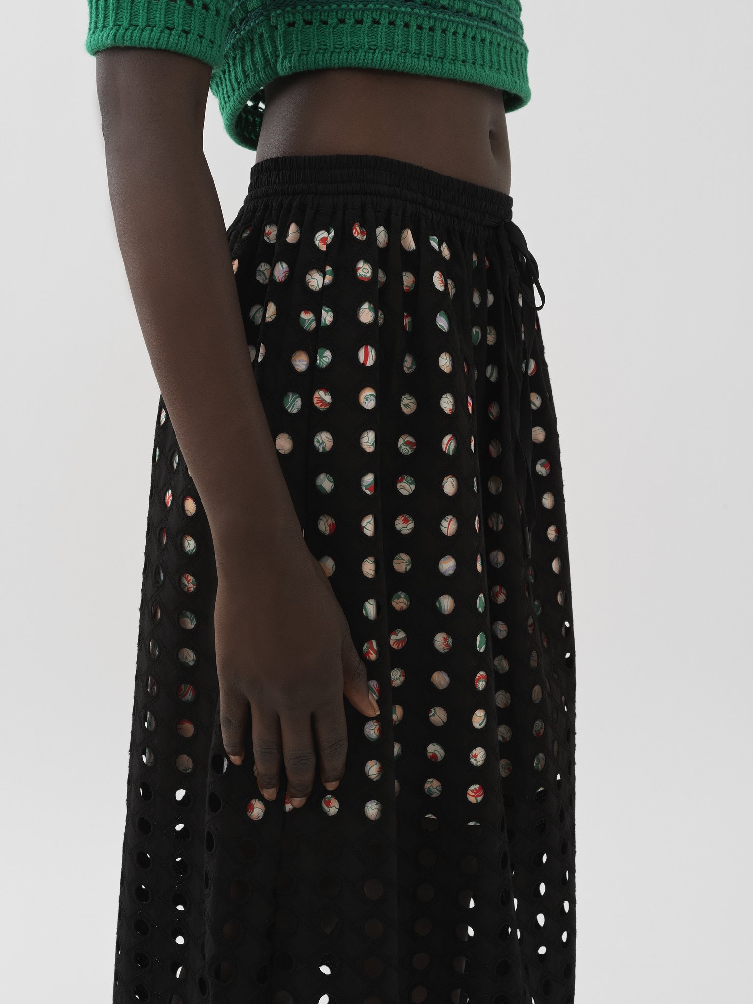 EYELET MID-LENGTH SKIRT - 5