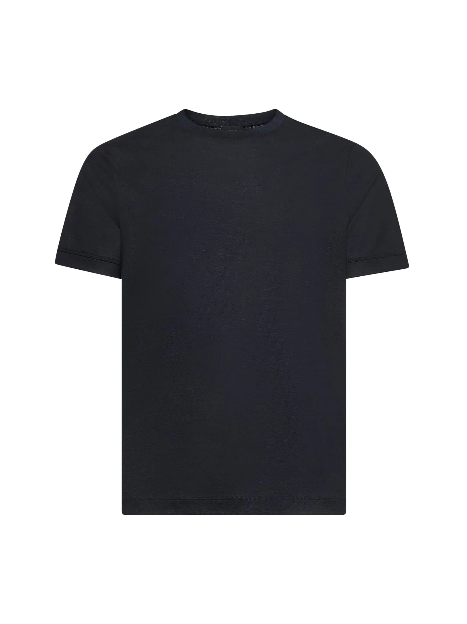 Giorgio Armani Men Blue Virgin Wool Crewneck T-Shirt - 1