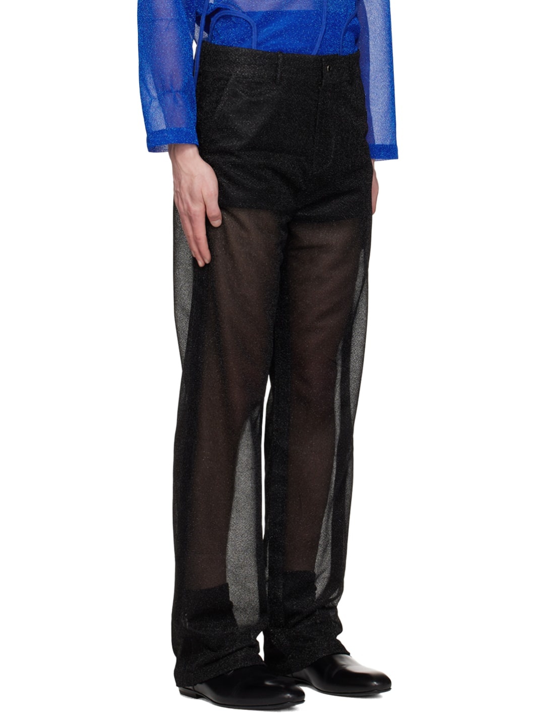 Black Metallic Trousers - 2