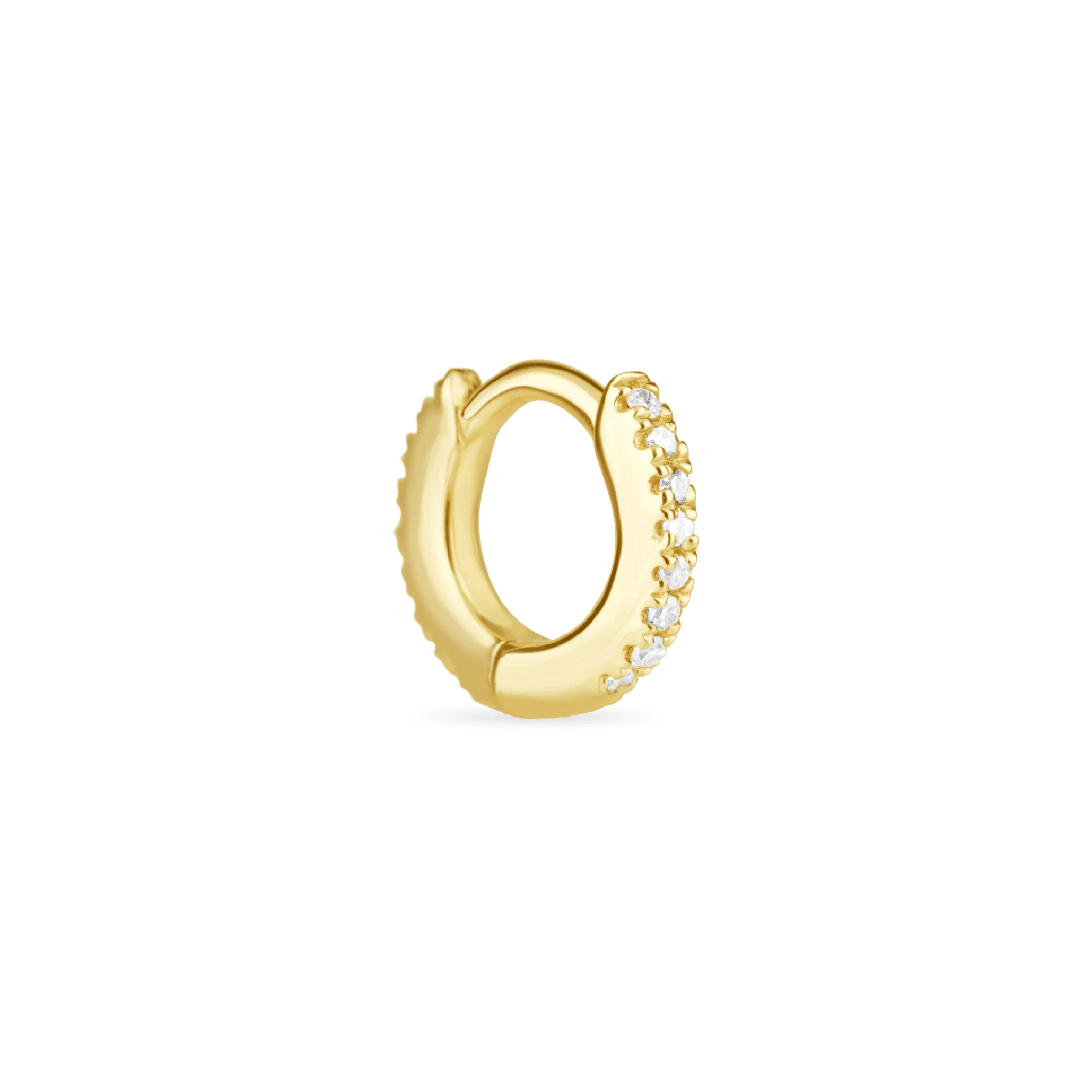 Second Hole Teeny White Diamond Pave Eternity Huggie - 1