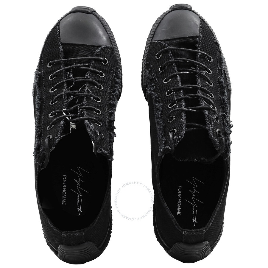 Yohji Yamamoto Men's Black Low Top Lace Up Sneakers - 4