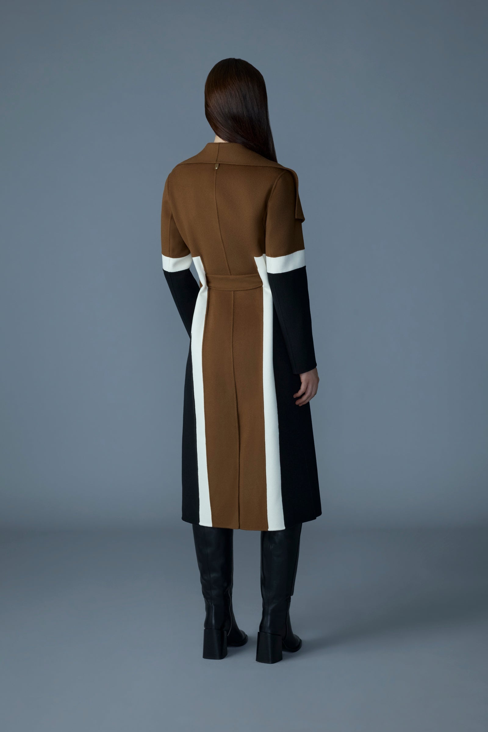 MACKAGE NYRIE Long Wool Coat with Sash Belt | REVERSIBLE