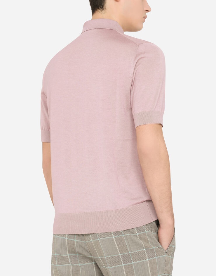 Short-sleeved cashmere and silk polo-shirt - 5