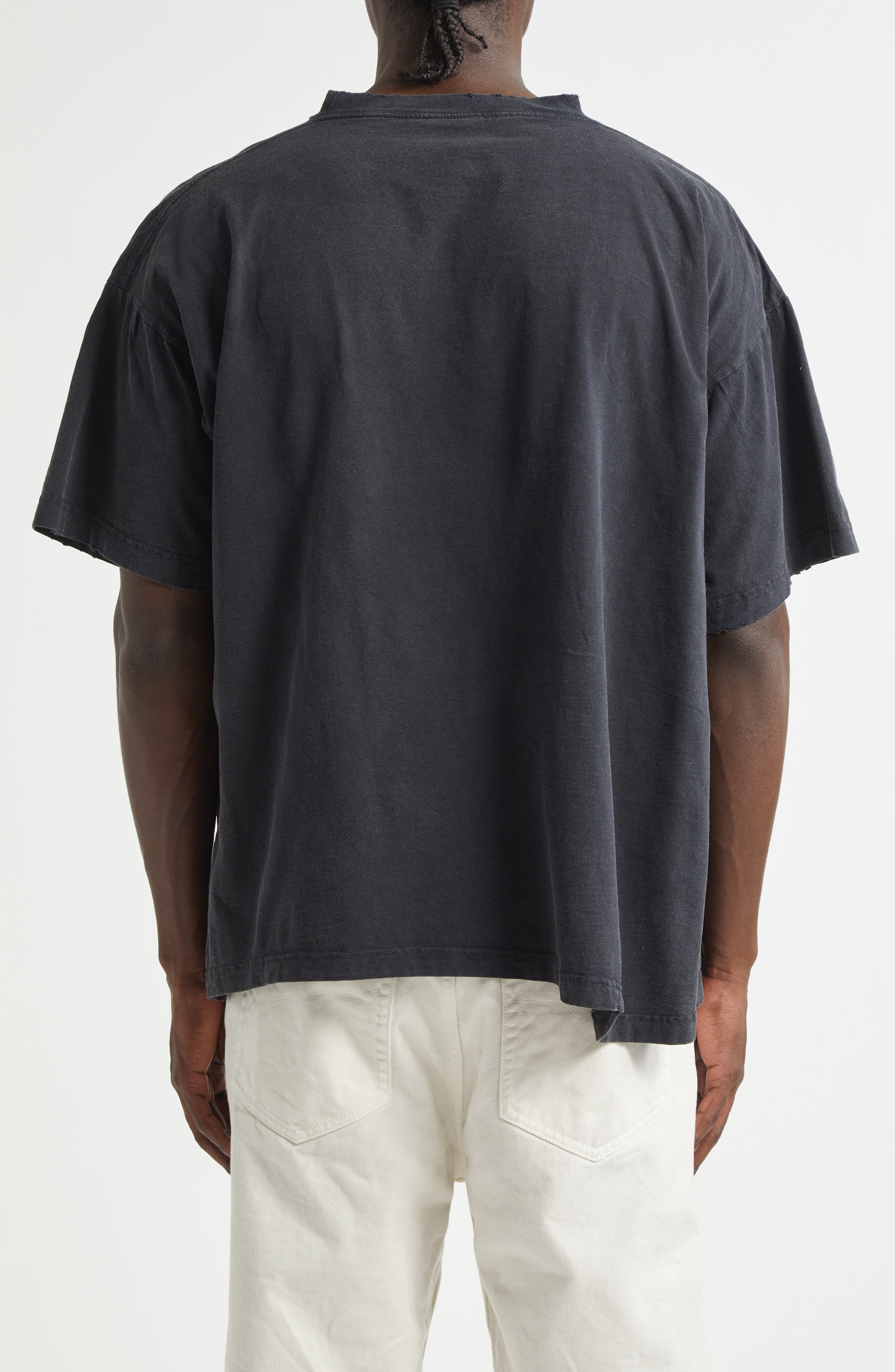 Balenciaga Loop Sports Icon Distressed Boxy Logo Graphic T-Shirt in 9374 Faded Washed Black at Nords - 2