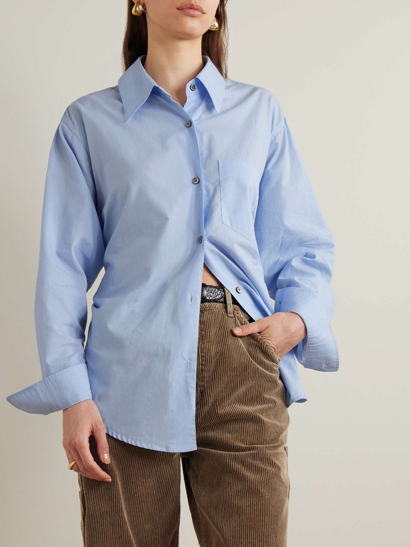 Apron tie-back striped cotton-poplin and voile shirt 3