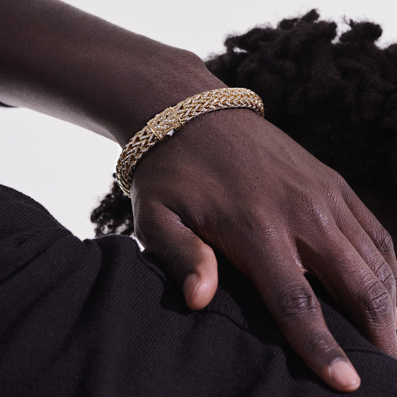 Icon Bracelet, Gold, Silver, Diamonds, 10.5MM 6