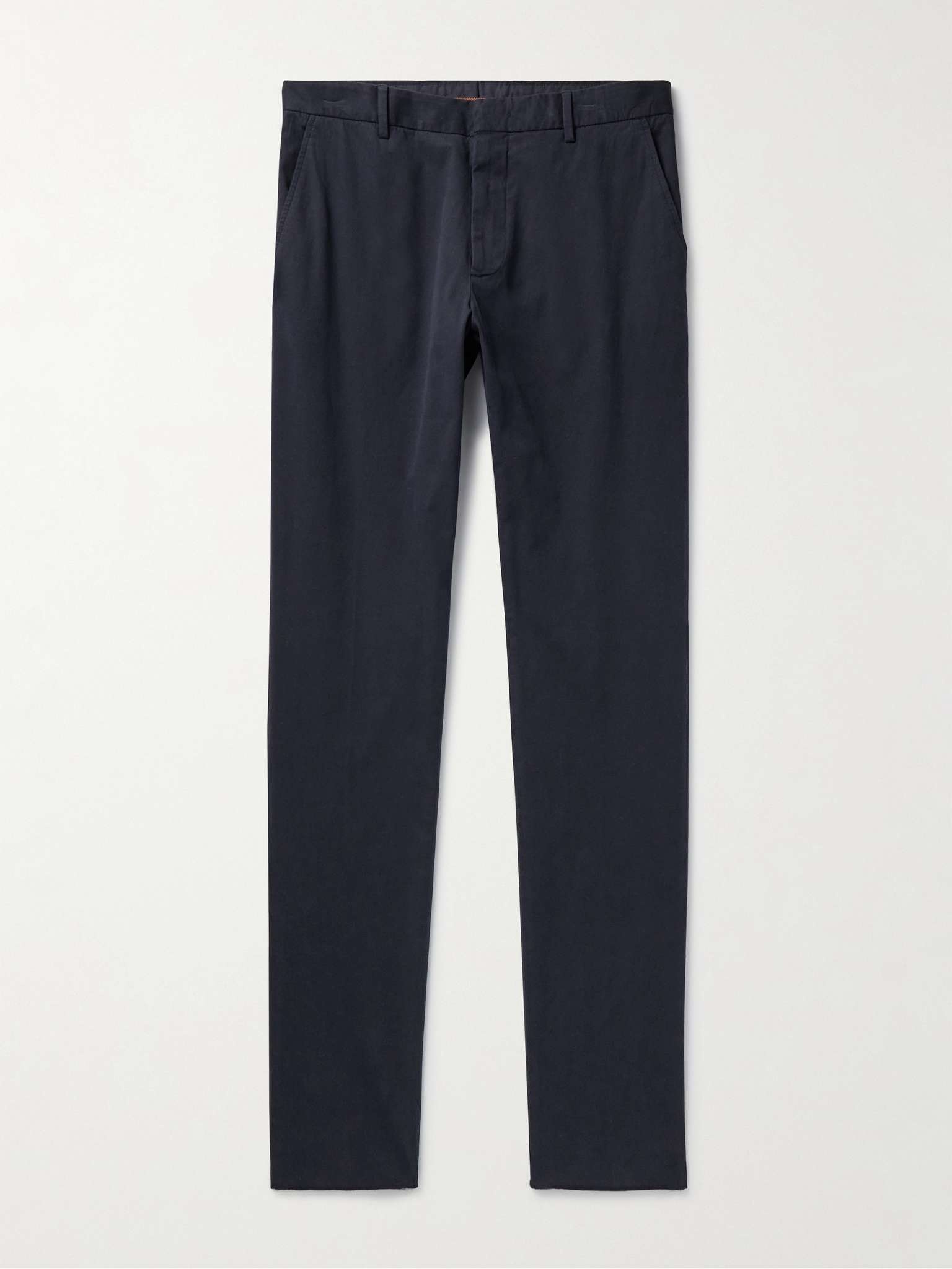 Slim-Fit Straight-Leg Stretch-Cotton Twill Trousers - 1