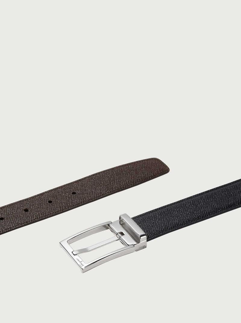 FERRAGAMO Reversible and adjustable belt with rectangular buckle outlook
