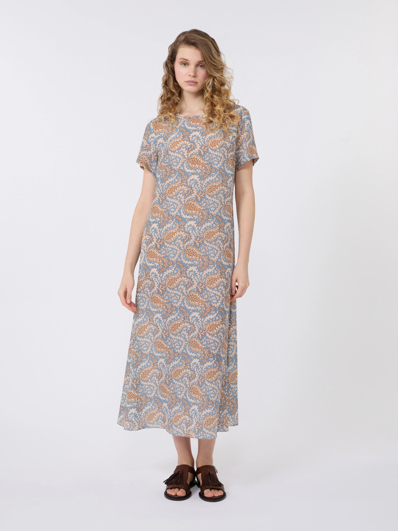 CRESPO Printed silk crêpe de Chine dress - LIGHT BLUE 3