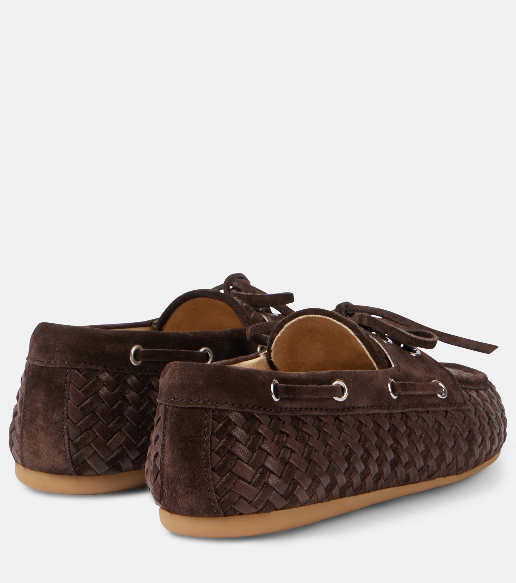 Woven leather and suede boat shoes - 2