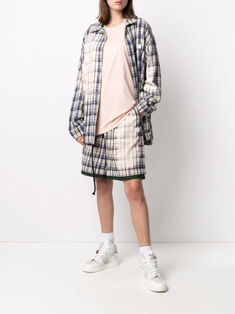 checked flannel basketball shorts - 3