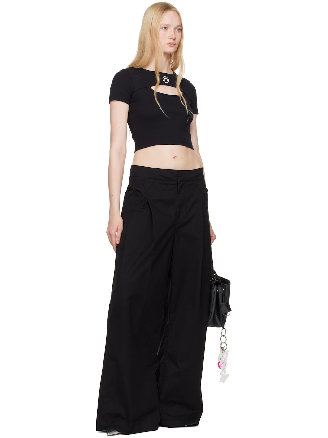 Black Moon Logo Ribbed Jersey Cut-Out T-shirt - 4