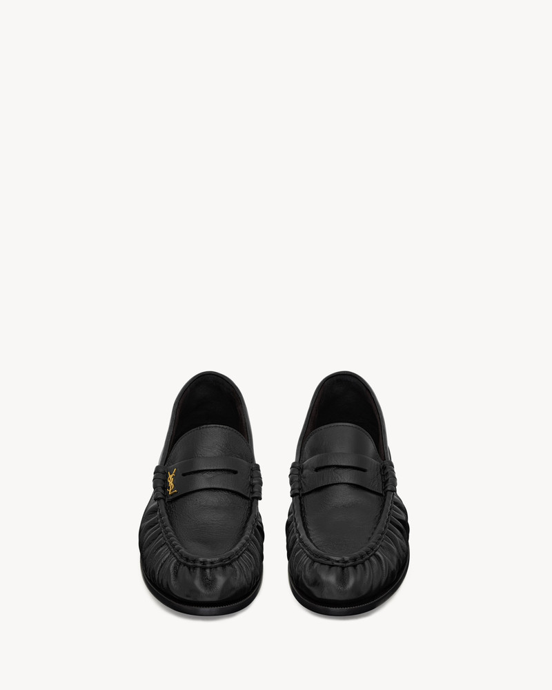 SAINT LAURENT le loafer penny slippers in shiny creased leather outlook