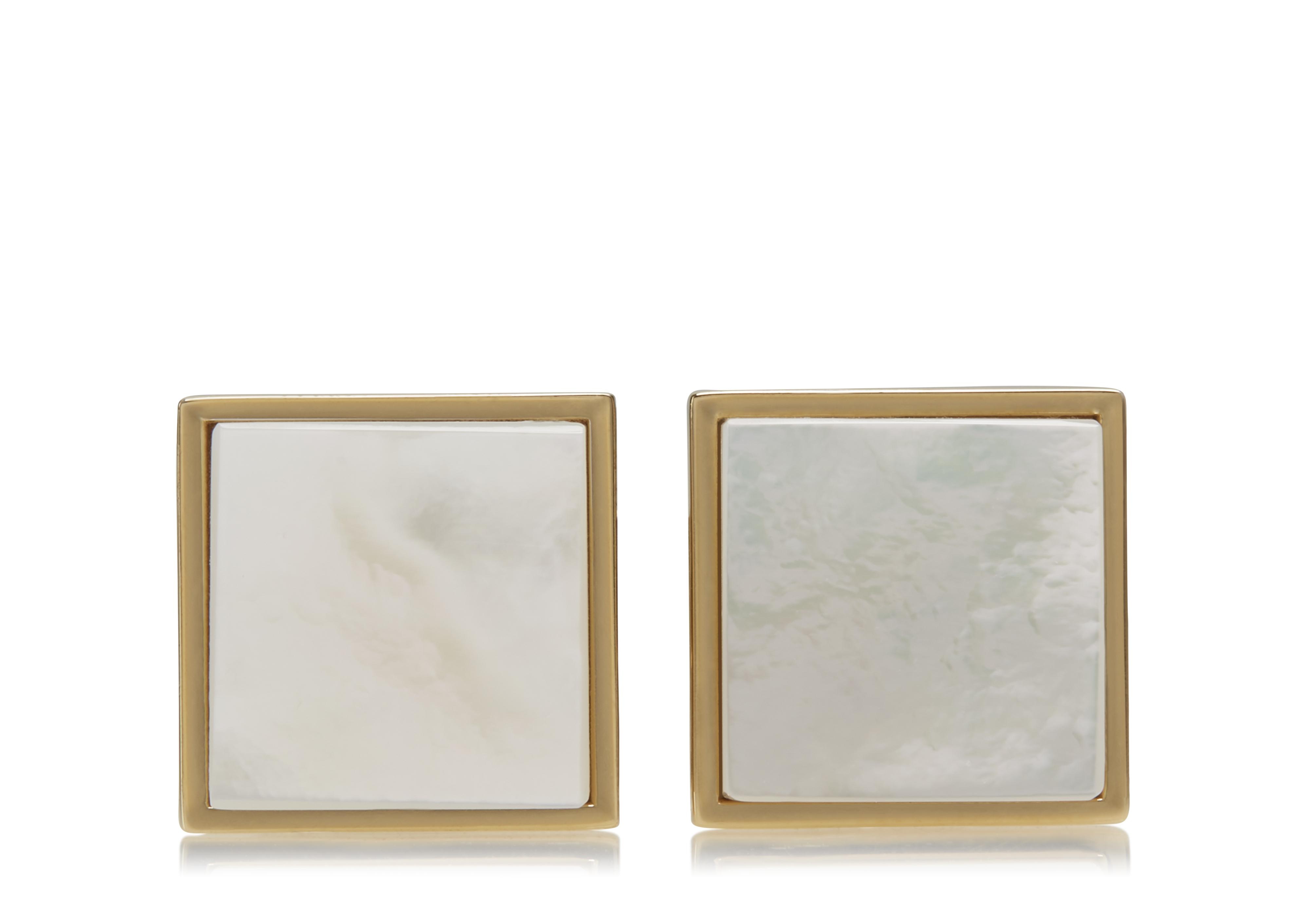 GOLD AND PEARL SQUARE CUFFLINKS - 1