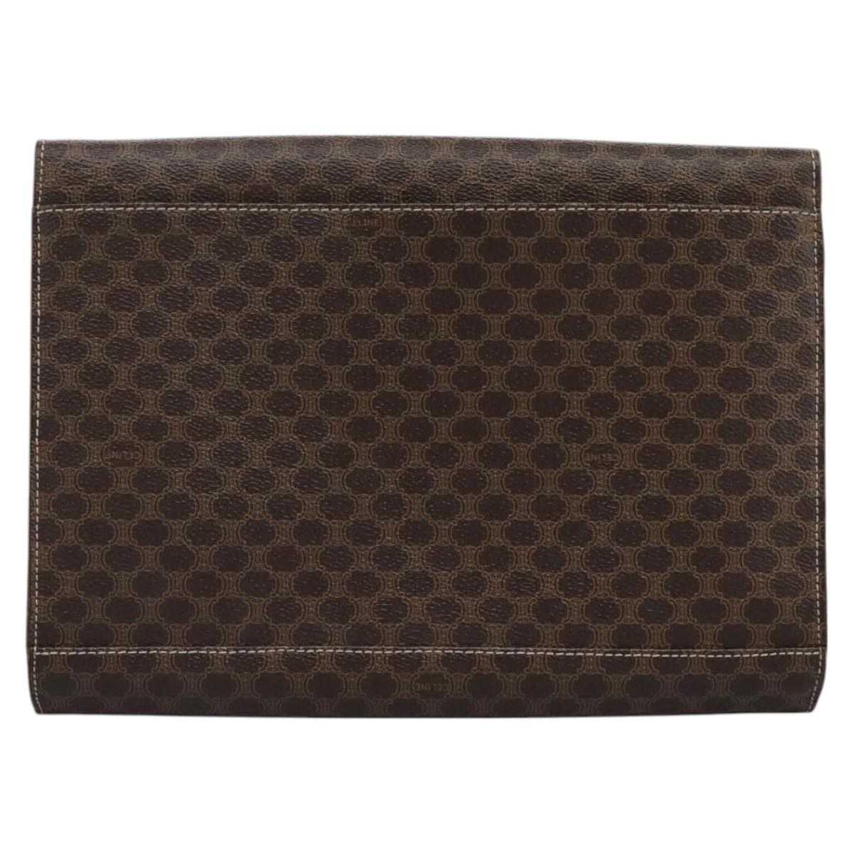 CELINE Macadam Canvas Shoulder Bag Pvc Brown Gold - 2