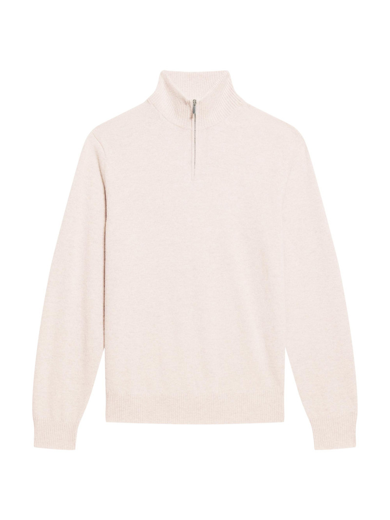 Men's Hilles Cashmere Quarter-Zip Sweater - Alabaster Melange 1