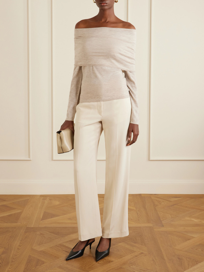 Max Mara Faretra Off-the-shoulder Gathered Cashmere Top outlook