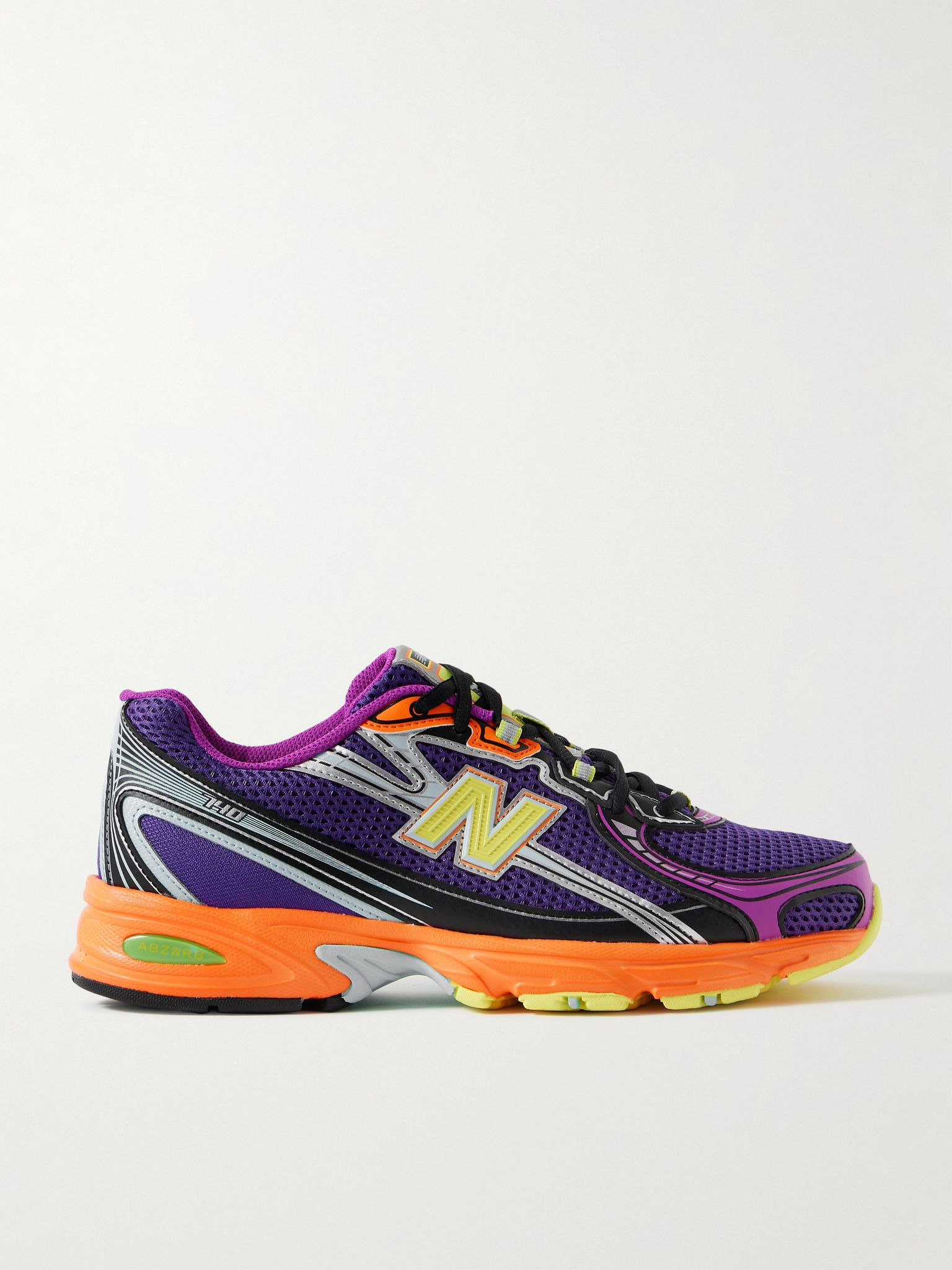 740 Leather-Trimmed Mesh Sneakers Purple - 1