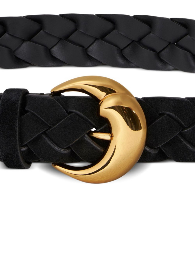 Etro braided-leather crescent-buckle belt outlook