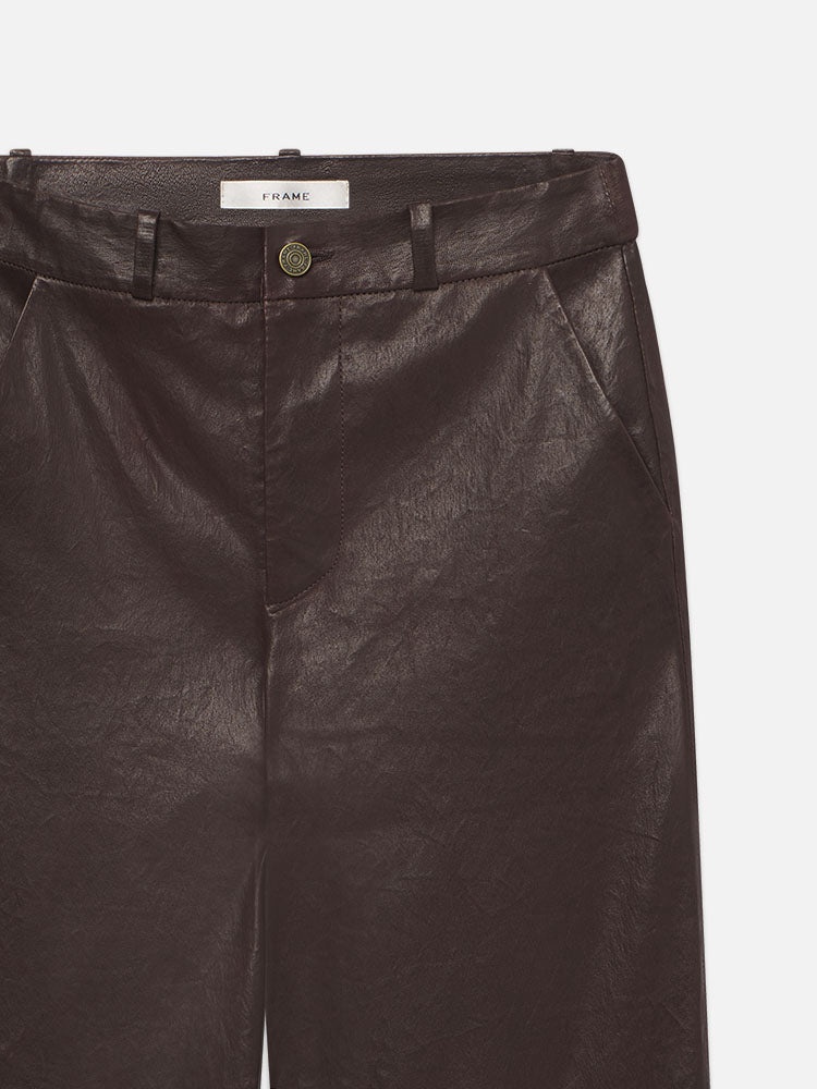 Relaxed Leather Trouser in Chocolate Brown - 3