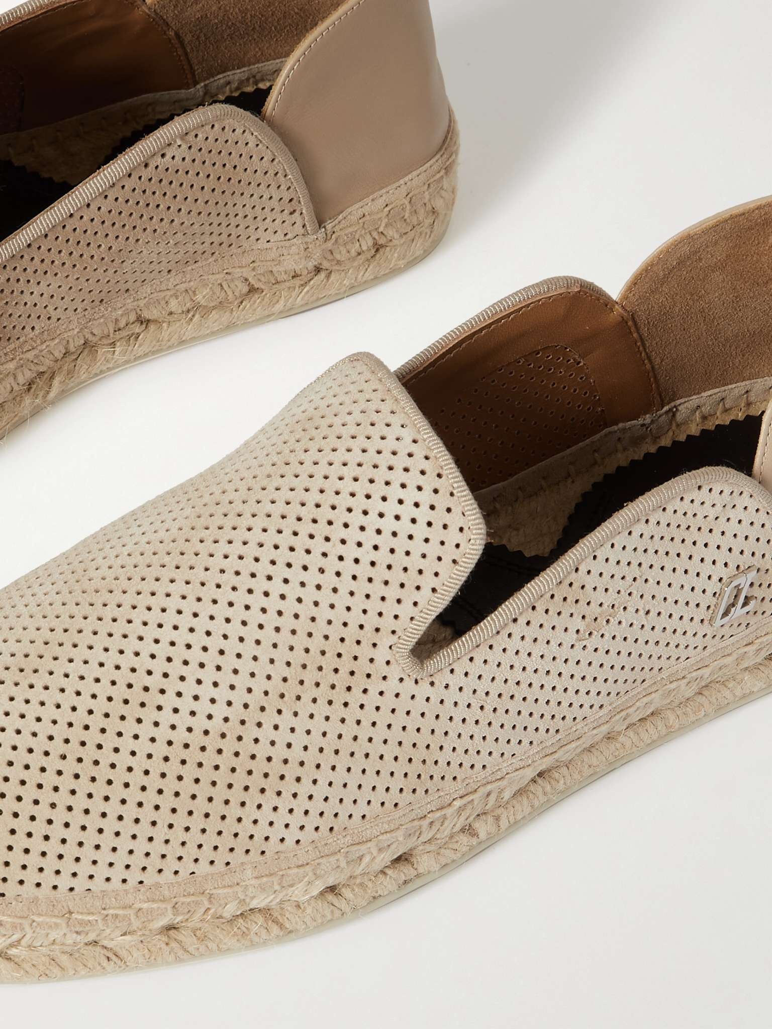 Espadon Perforated Suede Espadrilles - 6