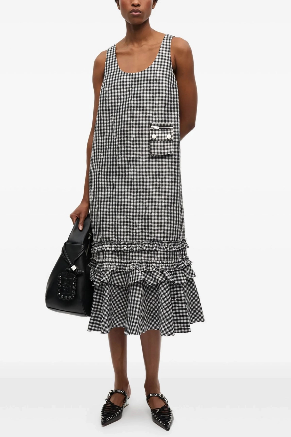 'Crinkled Check Long' dress - 2