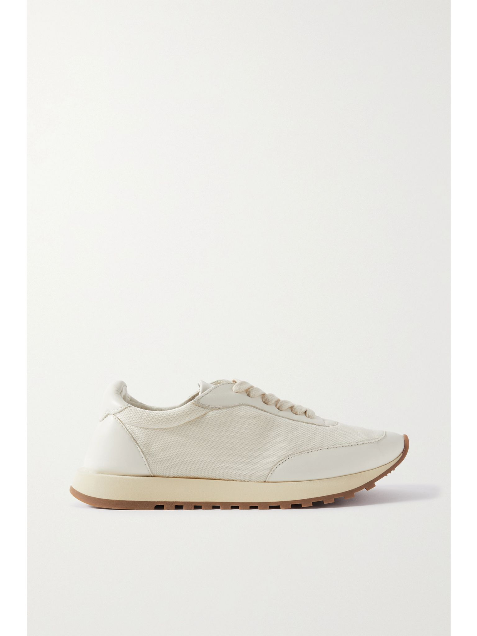Owen Runner leather and mesh sneakers Cream - 1