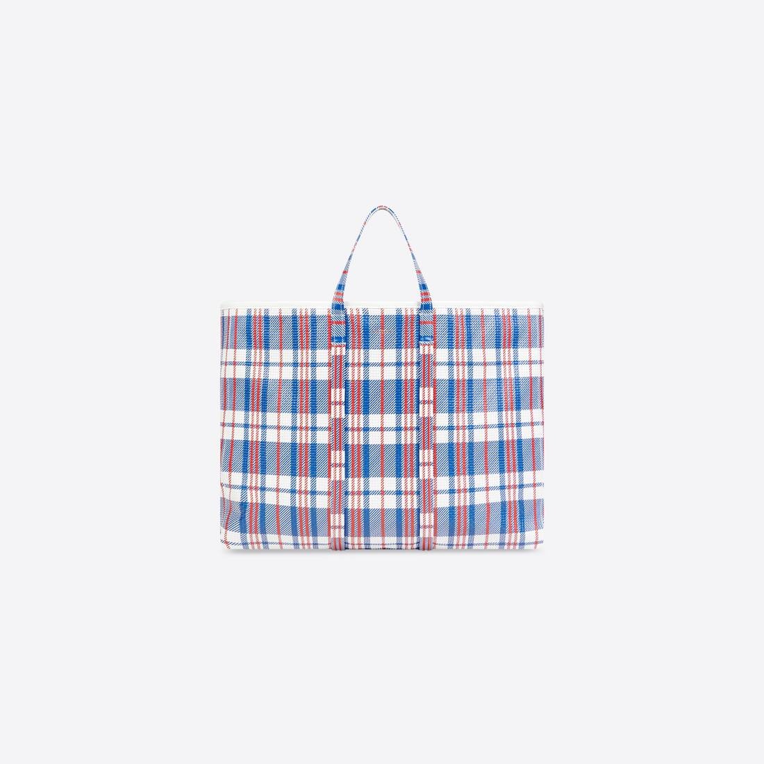 Barbes Large East-west Shopper Bag Check Printed in Blue - 1