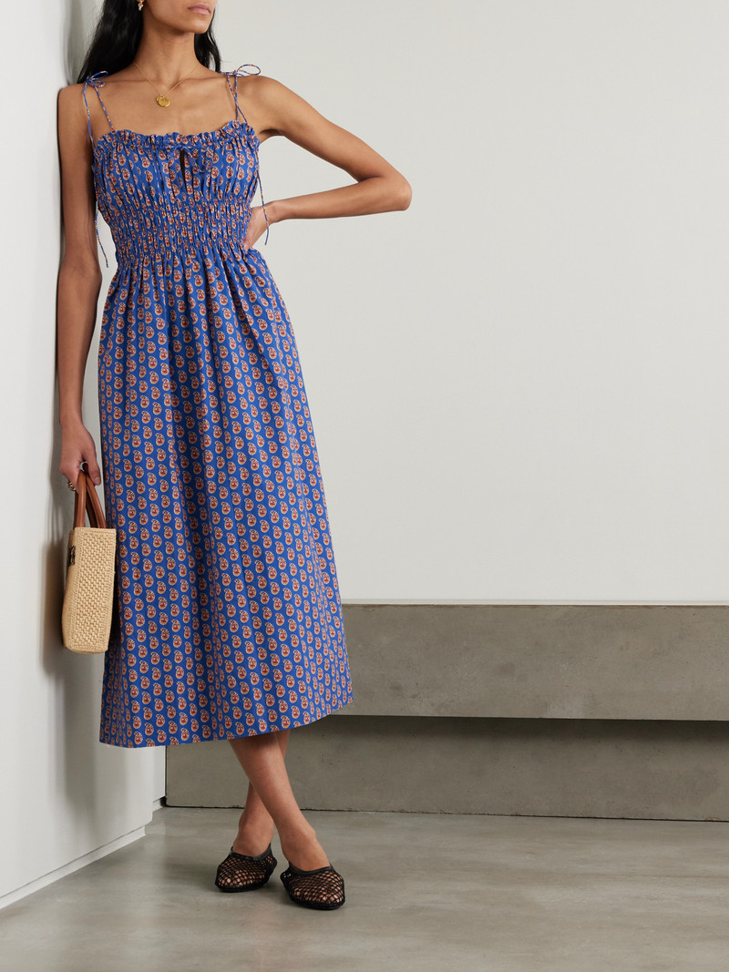 DÔEN Rhoda Shirred Paisley-print Organic Cotton-poplin Midi Dress outlook