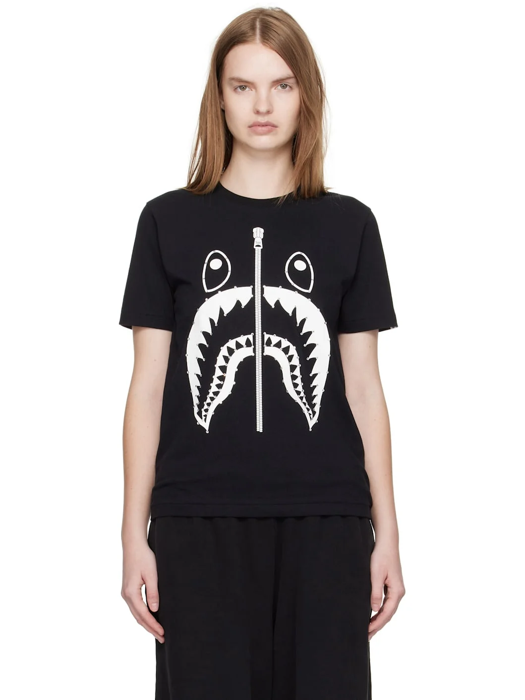 Black Crystal Stone Shark T-shirt - 1