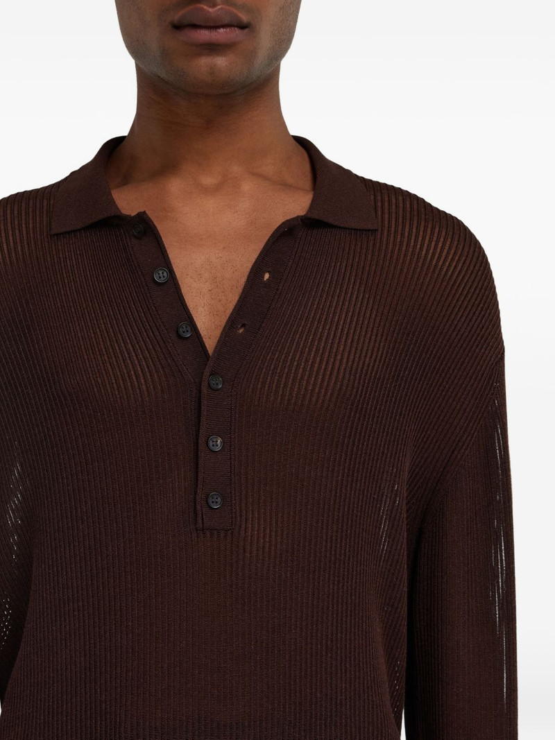 Long sleeve knitted silk polo shirt 5