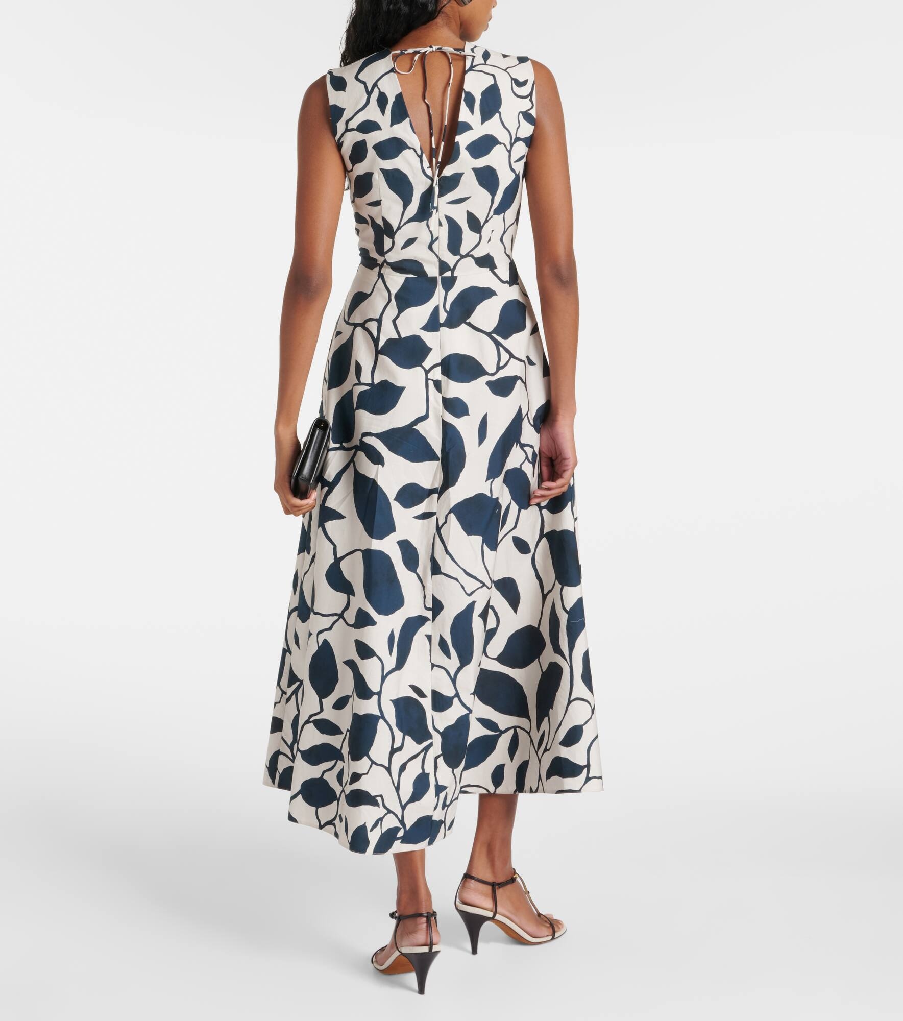 Printed cotton poplin midi dress - 3